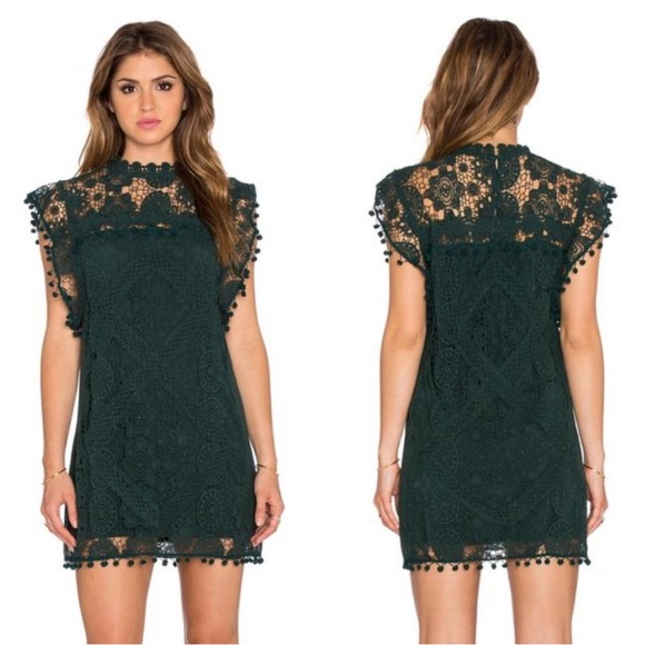 Tularosa Dresses & Skirts - TULAROSA X Revolve Clayton Crochet Lace Dress Hunter Green size Small